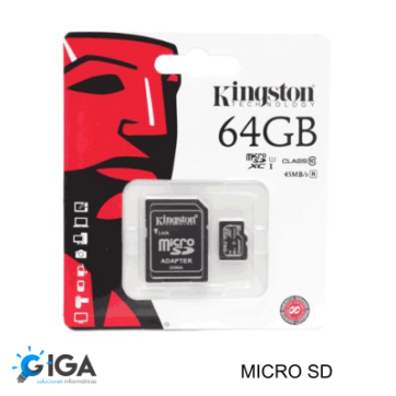 MEMORIA MICRO SD KINGSTON 64GB C/ADAP