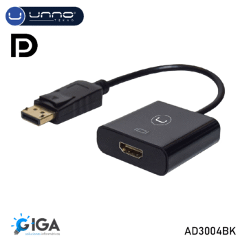 ADAPTADOR VIDEO DISPLAYPORT A HDMI HEMBRA UNNO AD3004BK