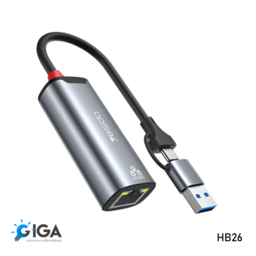 ADAPTADOR USB-C/USB-A 3.0 A RED GIGABIT YESIDO HB26