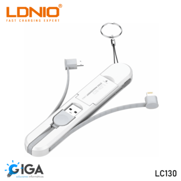 CABLE ADAPTADOR LDNIO LC130 3 En 1 CABLE USB-A A MICRO USB, USB-C Y LIGTHNING