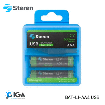 PILAS RECARGABLES AAA USB-C PACK-2 LITIO 400MAH STEREN