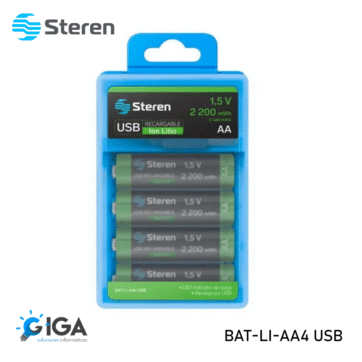 PILAS RECARGABLES AA USB-C PACK-4 LITIO 1460MAH STEREN BAT-LI-AA4