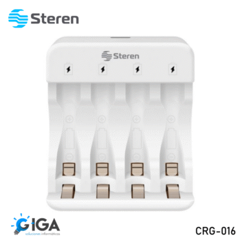 CARGADOR DE PILAS AAA AA CON 4 PILAS STEREN CRG-016