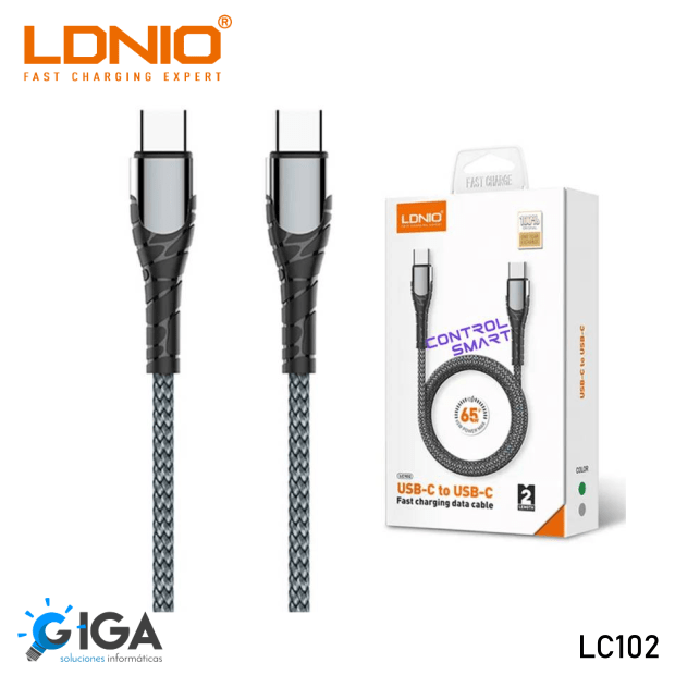 CABLE TELEFONO USB-C A USB-C 65w 2M LDNIO LC102
