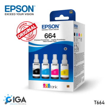 TINTA EPSON 664 KIT COMBO 4 COLORES T664520-4P