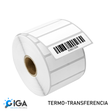 ETIQUETAS TERMO TRANSFERENCIA POLIPROPILENO EN ROLLO NUCLEO DE 1"