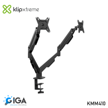 SOPORTE MONITOR KLIPXTREME KMM-410 NEUMATICO DOBLE MONITOR