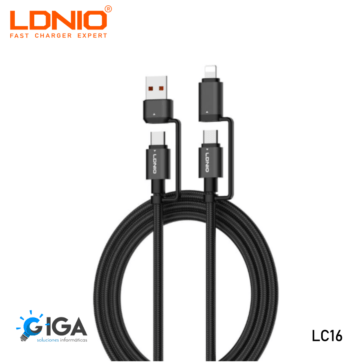 CABLE TELEFONO MULTIPLE USB-C +USB-A A USB-C+LIGTHNING LDNIO LC16