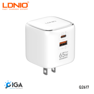 CARGADOR USB CON CABLE 2P 65W USB TC-IPH LDNIO Q2617