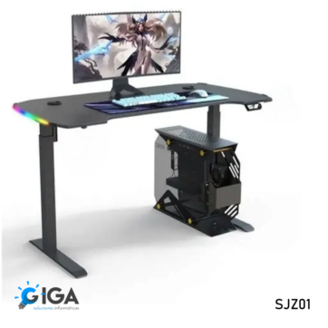 MESA GAMER NEGRA CON MOTOR PARA REGULAR ALTURA SJZ01 22R DJ01