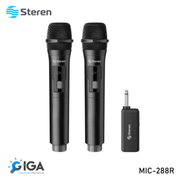 MICROFONO DOBLE CANAL STEREN KIT 2 UND CON BATERIAS RECARGABLES MIC-288R