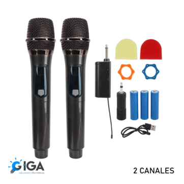 MICROFONO DOBLE CANAL KIT 2 UND CON BATERIAS RECARGABLES 922