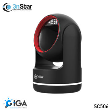 Lector de códigos de barras 3nStar SC506L, con diseño moderno y compacto, en color negro con borde rojo. Ideal para entornos comerciales, ofrece una lectura rápida y precisa de códigos 2D.