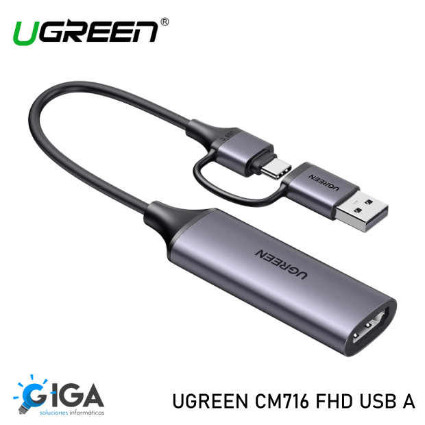CAPTURADORA VIDEO UGREEN CM716 FHD USB A /TIPO C 4K