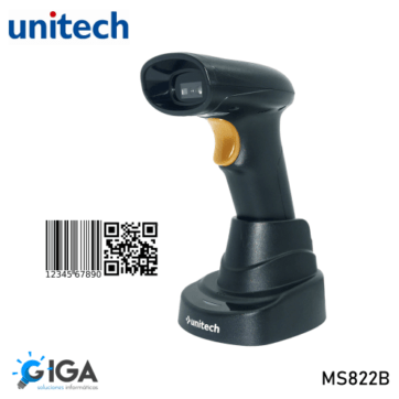 LECTOR CODIGOS BARRA UNITECH MS822B INALAMBRICO 1D/2D