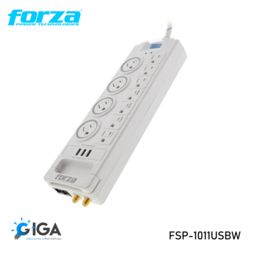 REGLETA CON SUPRESOR PICOS 11 TOMAS 3USB FORZA FSP-1011USBW