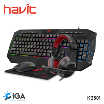 KIT TECLADO+ MOUSE + HEADSET HAVIT KB501