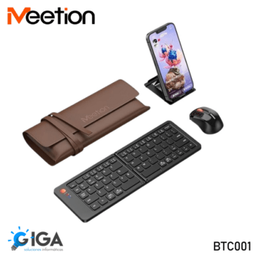 KIT TECLADO MOUSE MEETION INALAMBRICO PLEGABLE MT-BTC001 NEGRO